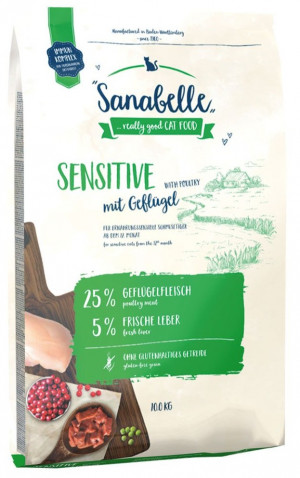 SANABELLE Sensitive with Poultry - sausā barība kaķiem 2kg Cena norādīta par 1 gb. un ir spēkā pasūtot 2 gb.